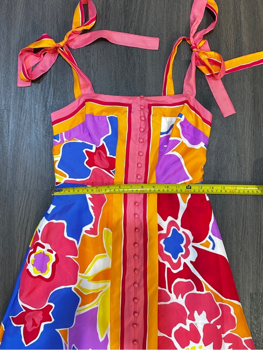 Colorful Floral Maxi Dress Tie Strap Resort Vacation Wedding Guest Size 2 NWT - Picture 7 of 9